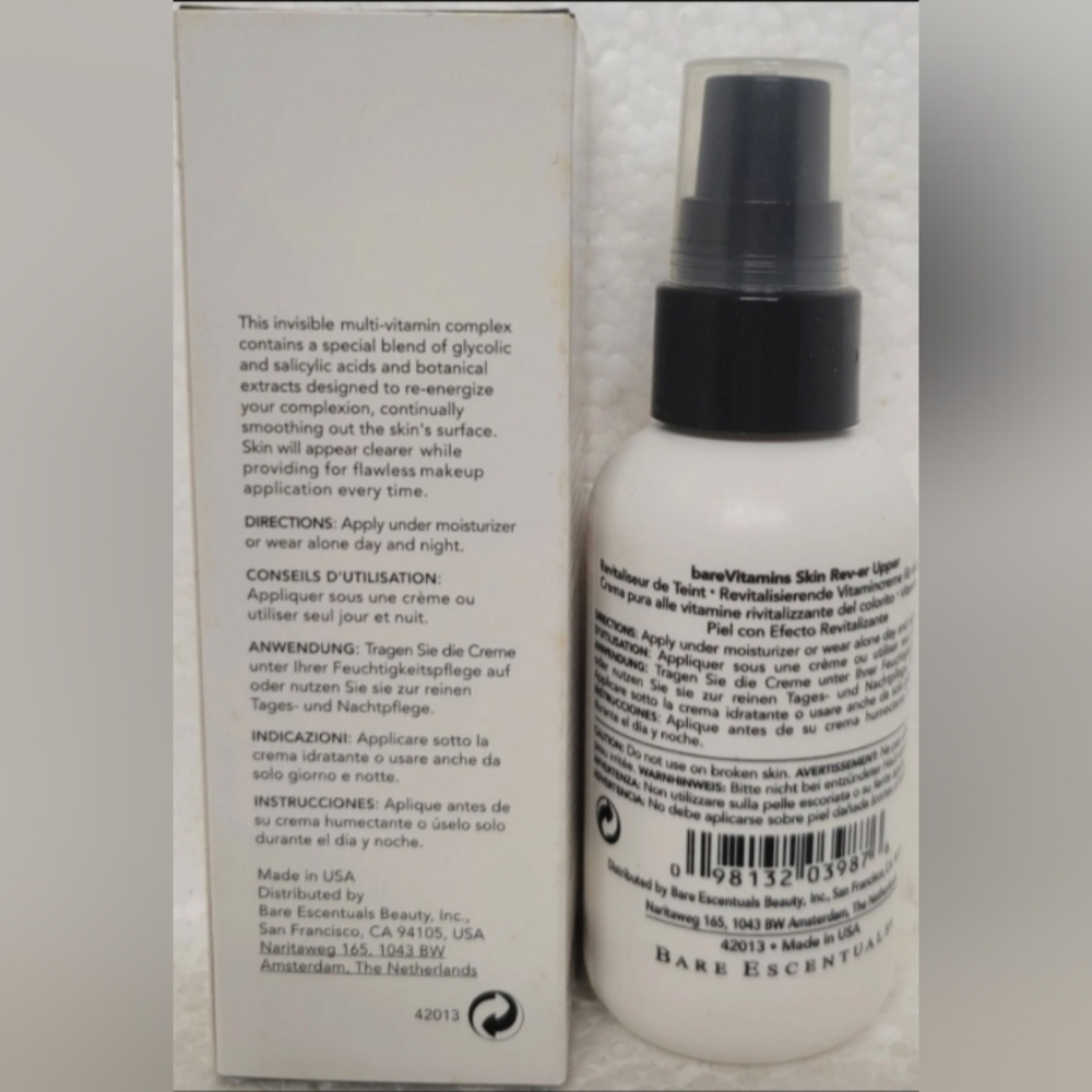 BareMinerals BareVitamins Face Skin Rev-er Upper 2.3 oz Spray Bare Minerals NEW - Picture 2 of 5